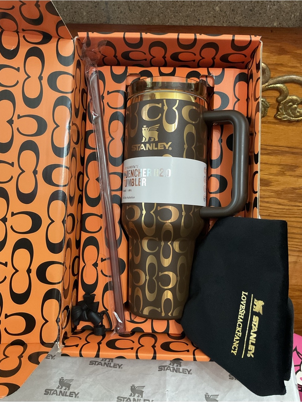 Stanley Brown and Gold Patterned Insulated Travel Mug limited edition